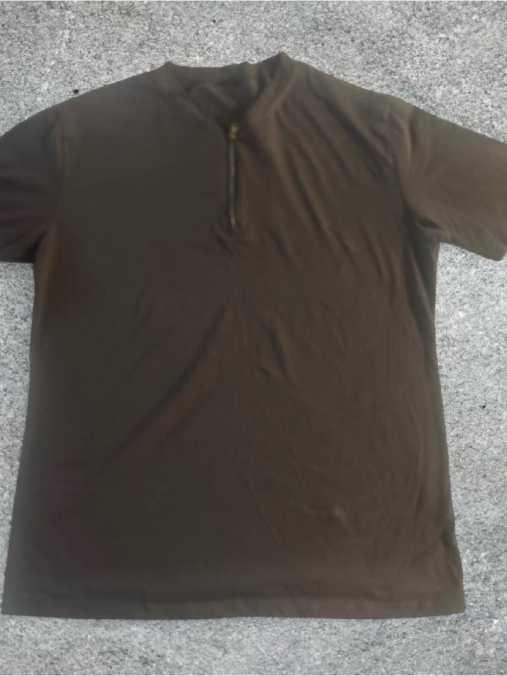 Men's Short-Sleeve Zip Mock Neck Shirt in Grey